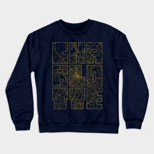 Charlotte, USA City Map Typography - Gold Art Deco Crewneck Sweatshirt